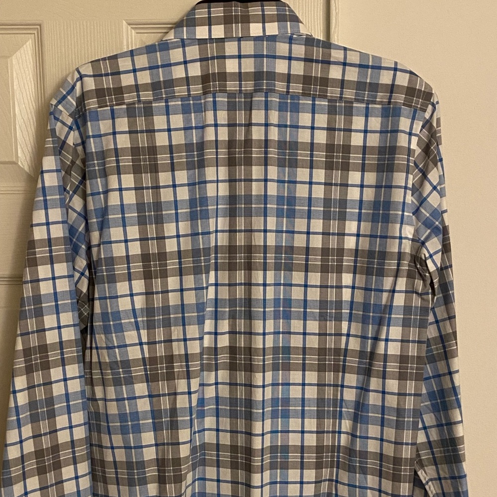 Express dress shirt Blue/White/Gray plaid. Size L 16-16 1/2 - Picture 3 of 3